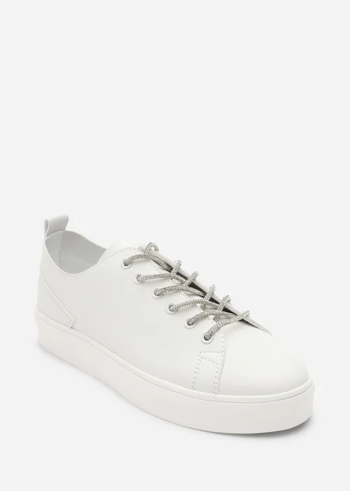 Where's That From Eliane White Lace-up Low Wedge Trainer - 8 Image 3