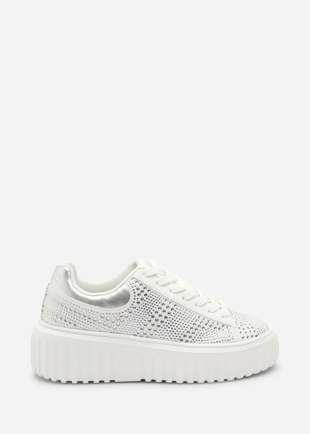 Where's That From Darcia White Chunky Sole Trainer With Diamante Pattern - Size 3 Image 2