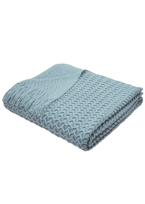 Appletree Textured Knit Heavyweight Blue Throw - 130 x 180cm Image 2