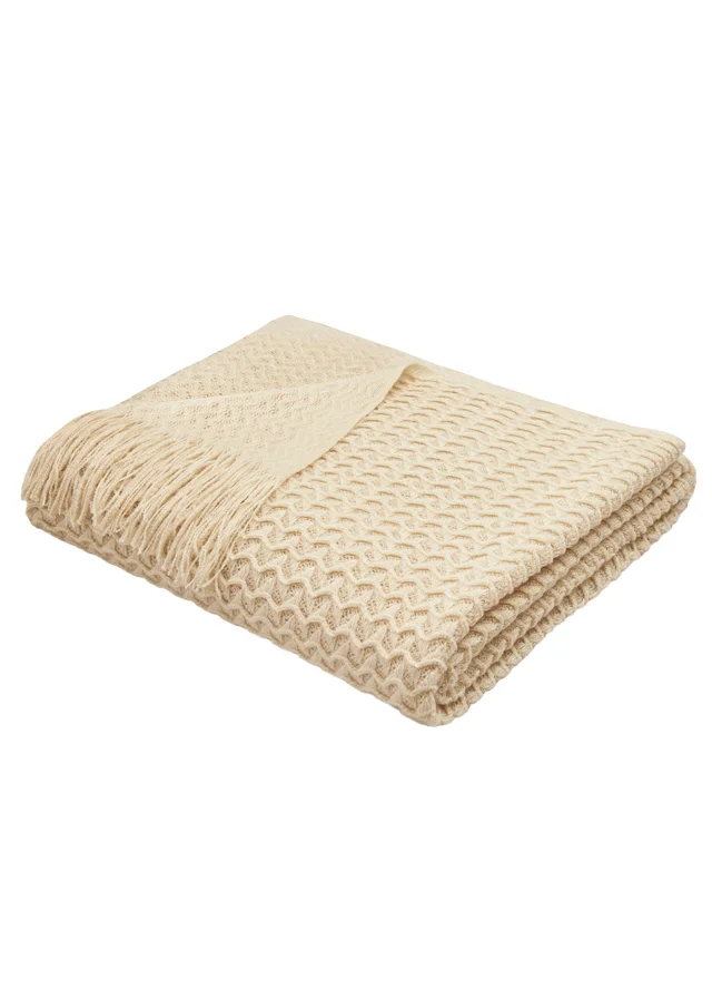 Appletree Textured Knit Heavyweight Natural Throw