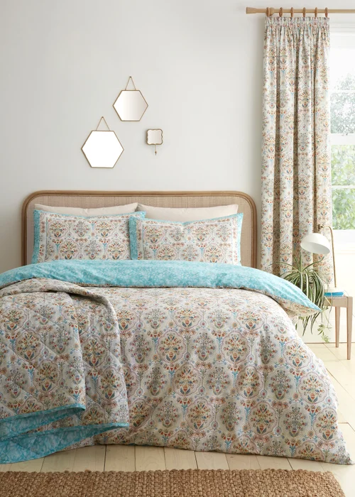 Dreams & Drapes Edena Decorative Floral Reversible Natural Duvet Cover Set - Single Image 5