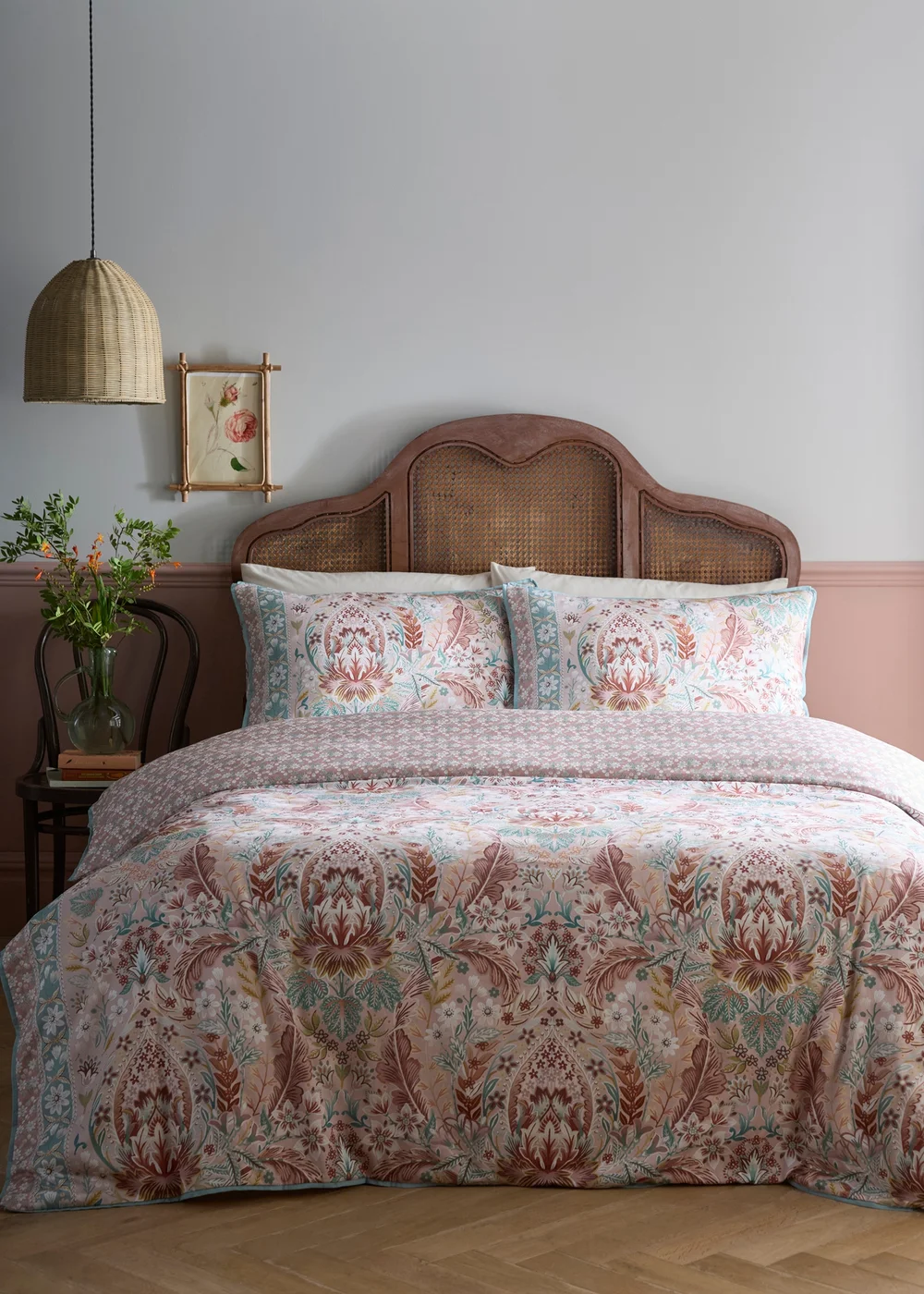 Appletree Floral Damask Super Soft Multi Colour Duvet Cover Set - Double Image 1