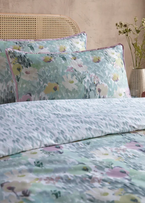 Appletree Abstract Floral Reversible Green Duvet Cover Set - Double Image 2