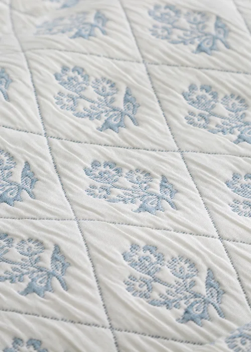 Dreams & Drapes Block Floral Quilted Blue Duvet Cover Set - Single Image 3