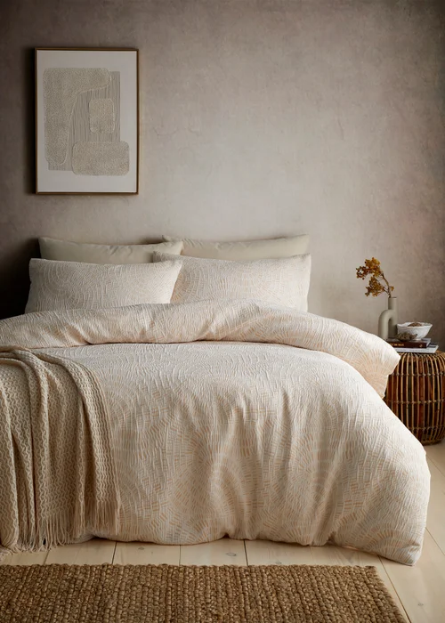 Appletree Fossil Jacquard Reversible Natural Duvet Cover Set - Single Image 4