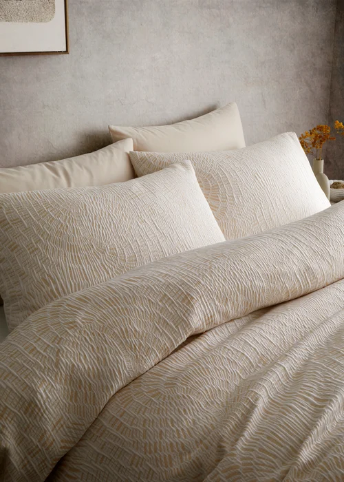 Appletree Fossil Jacquard Reversible Natural Duvet Cover Set - Single Image 2