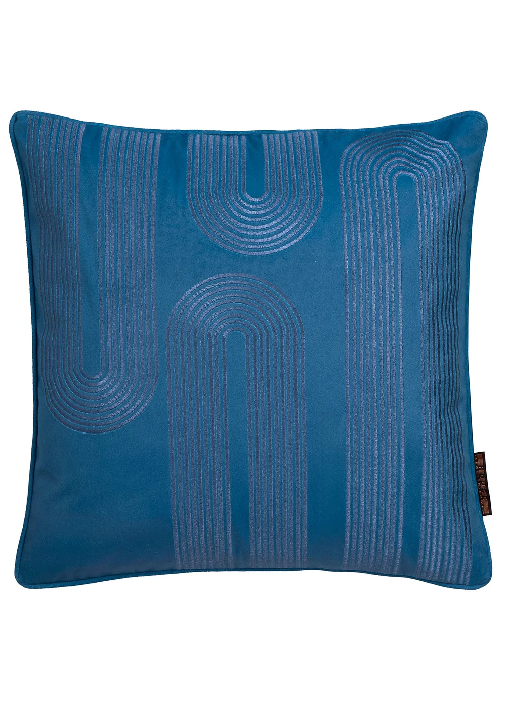 Laurence Llewelyn-Bowen Diva Embroidery Velvet Teal Filled Cushion - 43W X 43D Image 2
