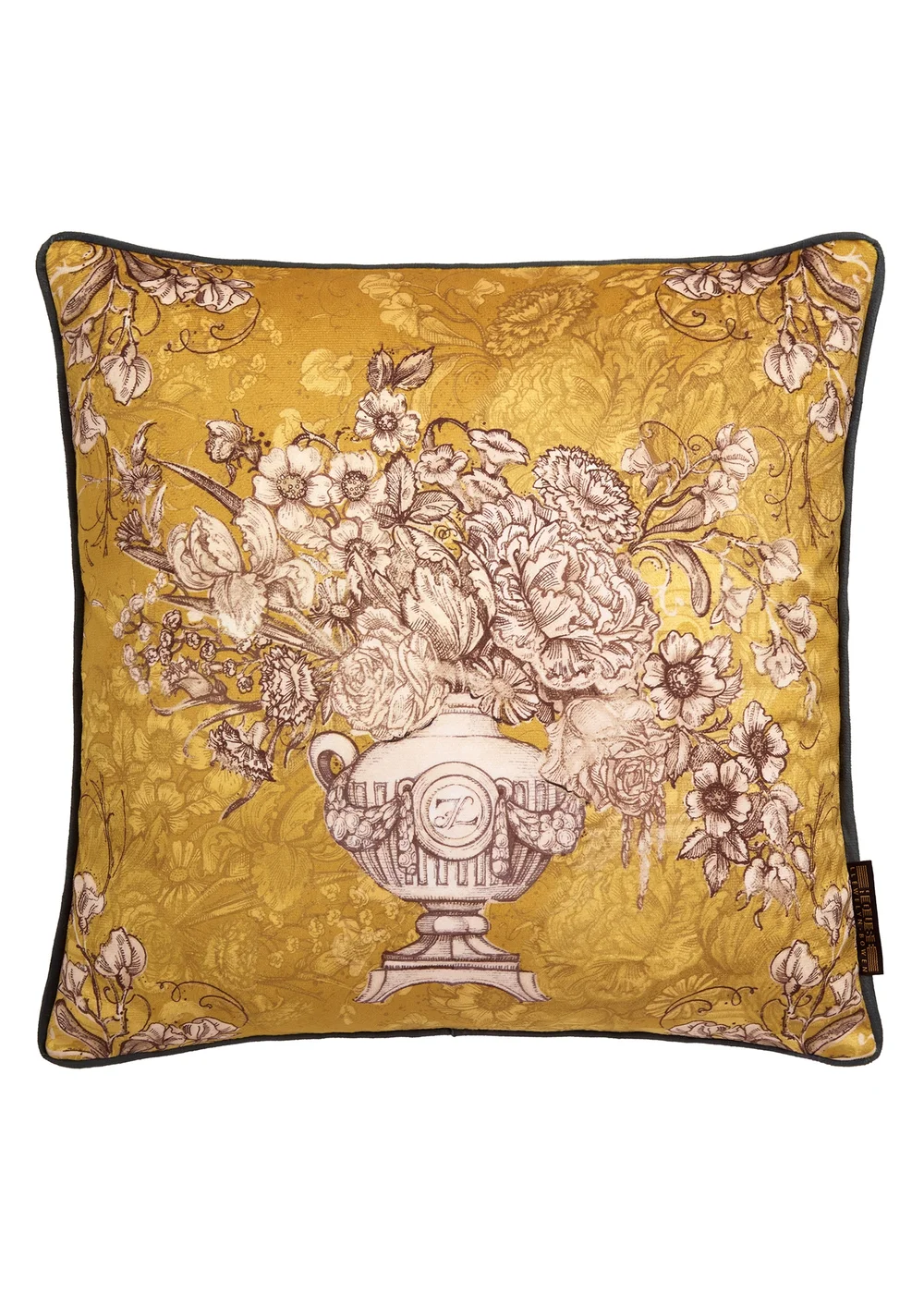 Laurence Llewelyn-Bowen Tuscan Holiday Velvet Ochre Filled Cushion - 43W X 43D Image 2