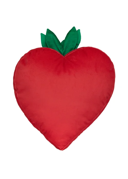 Bedlam Strawberry Velvet Red Shaped Cushion - One Size Image 3