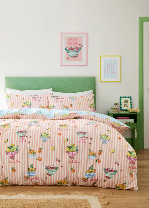 Fusion Summer Fruits Reversible Multi Colour Duvet Cover Set - Single Image 1