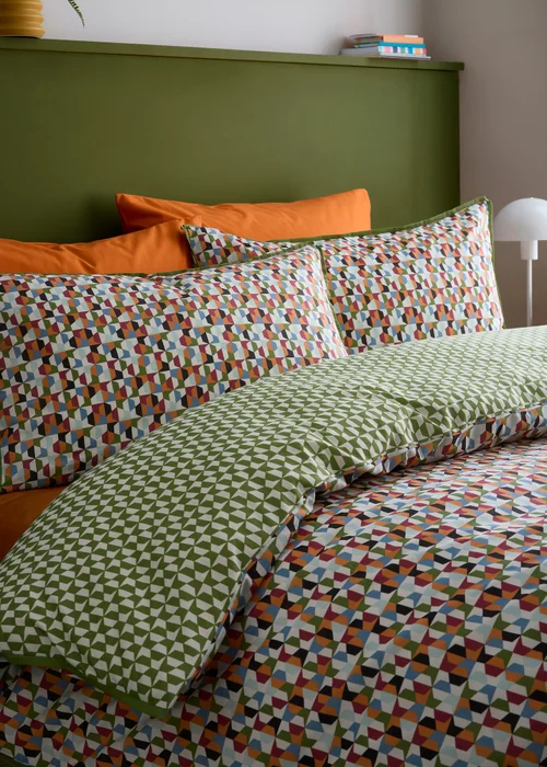 Appletree Star Geo Reversible Natural Duvet Cover Set - Single Image 2