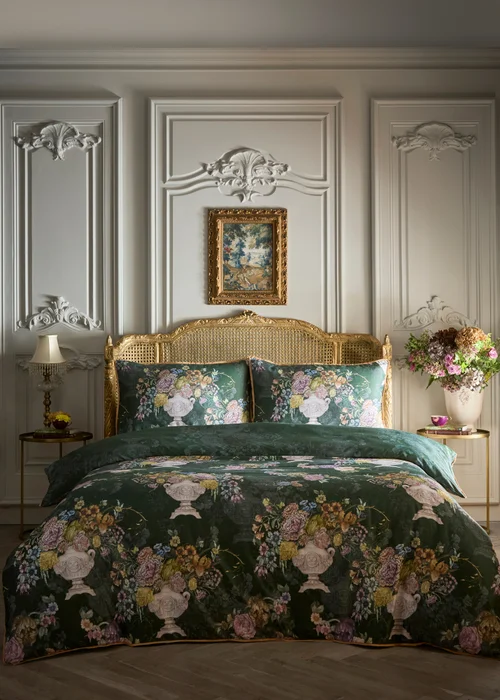 Laurence Llewelyn-Bowen Tuscan Holiday Soft Touch Green Duvet Cover Set - Double Image 1