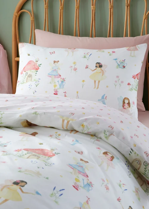 Bedlam Summer Fairies Digitally Printed Pink Duvet Cover Set - Single Image 2