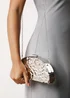 Where's That From Womens Olive Sculpted Metal Half-Moon Clutch Bag in Silver - One Size Image 6