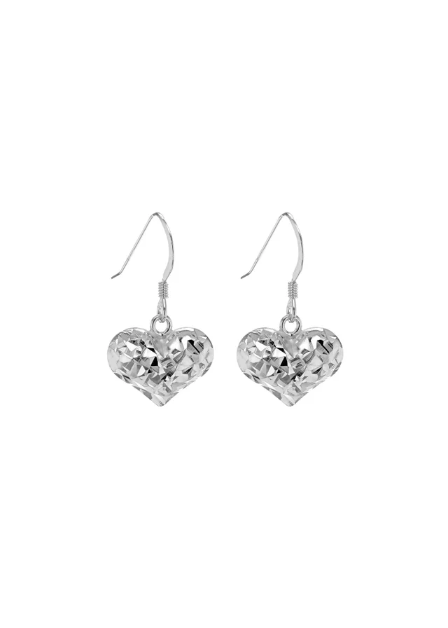 Golden Moments Sterling Silver Faceted Heart Drop Earrings