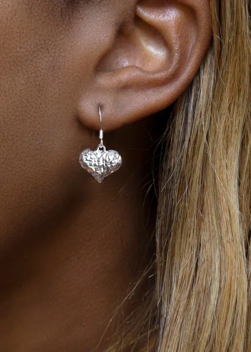 Golden Moments Sterling Silver Faceted Heart Drop Earrings - One Size Image 3