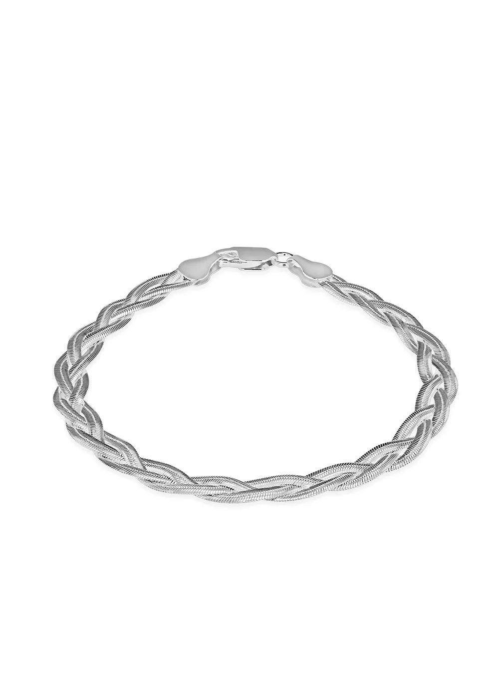 Golden Moments Sterling Silver Plait Flexible Herringbone Bracelet - One Size Image 1