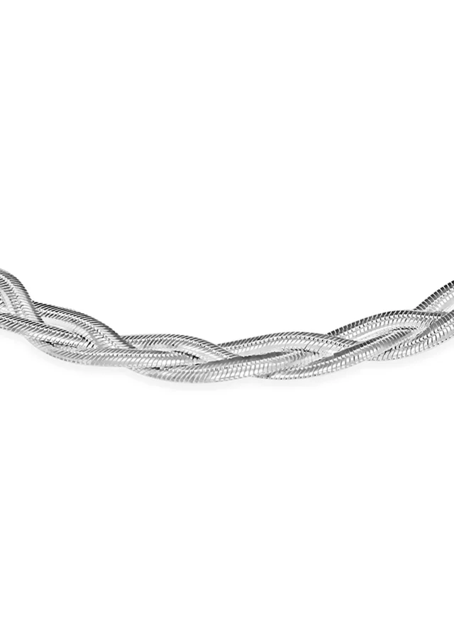 Golden Moments Sterling Silver Plait Flexible Herringbone Bracelet