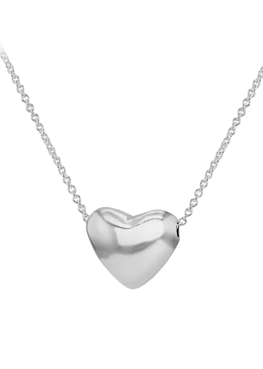 Golden Moments Sterling Silver Puff Heart Necklace - One Size Image 1