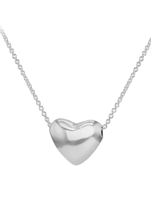Golden Moments Sterling Silver Puff Heart Necklace - One Size Image 1