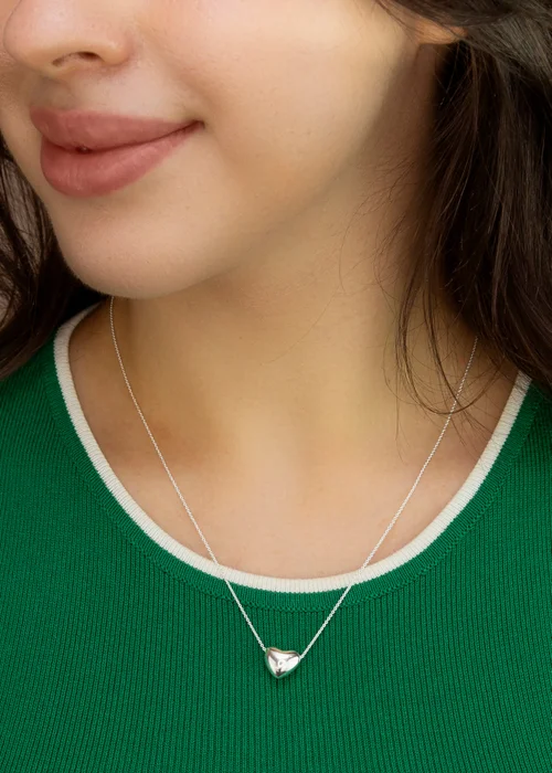 Golden Moments Sterling Silver Puff Heart Necklace - One Size Image 3