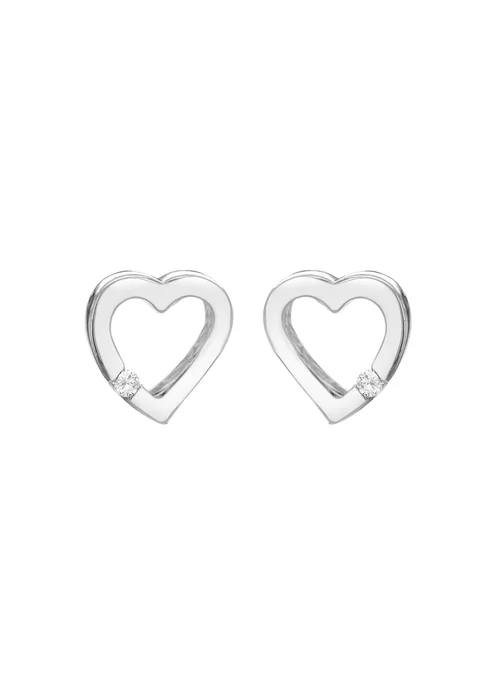 Golden Moments Sterling Silver CZ Floating-Heart Earrings - One Size Image 1