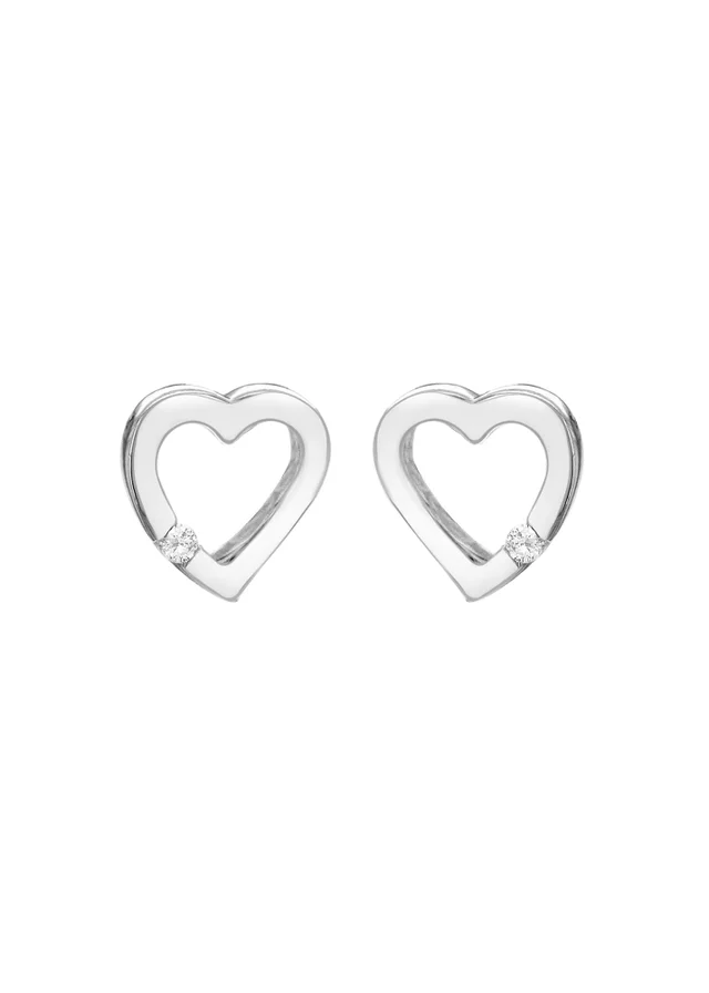 Golden Moments Sterling Silver CZ Floating-Heart Earrings