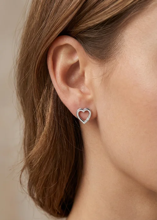 Golden Moments Sterling Silver CZ Floating-Heart Earrings - One Size Image 2