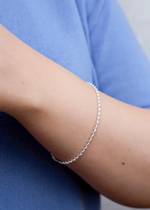 Golden Moments Sterling Silver Twisted Herringbone Bracelet - One Size Image 2