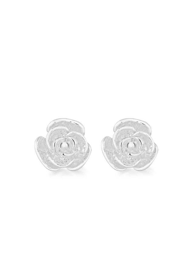 Golden Moments Sterling Silver Rose Stud Earrings