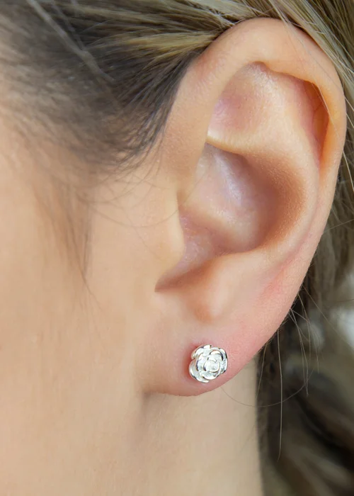 Golden Moments Sterling Silver Rose Stud Earrings - One Size Image 3