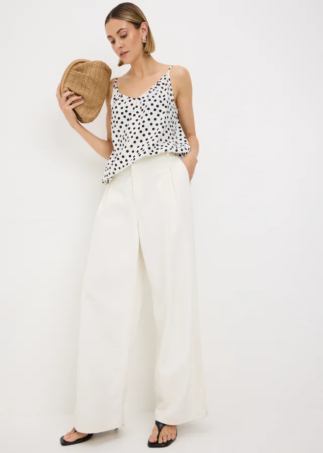 Cream Spot Print Cami Top