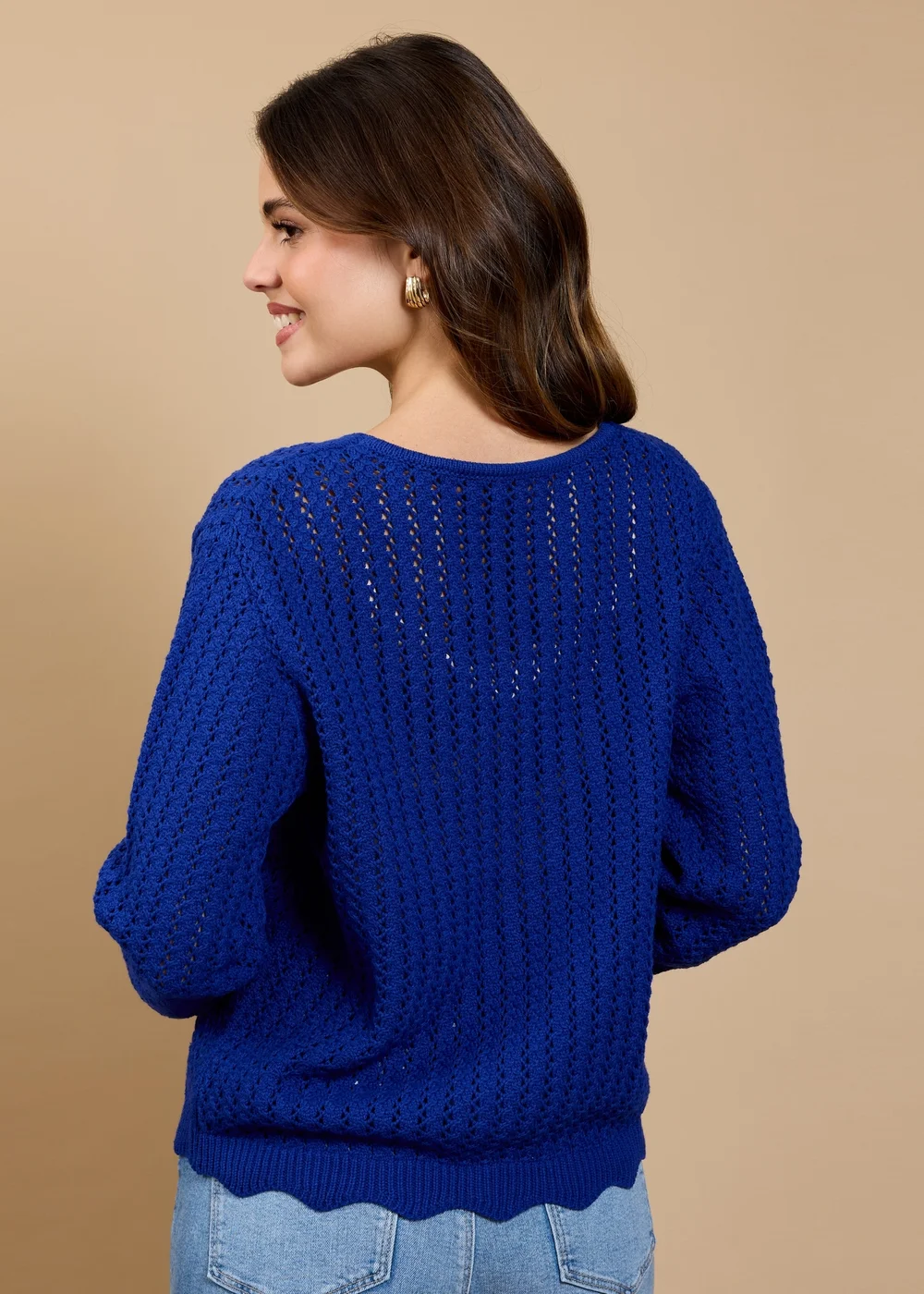 Little Mistress Blue Crochet Rosette Detail Cardigan - L Image 2