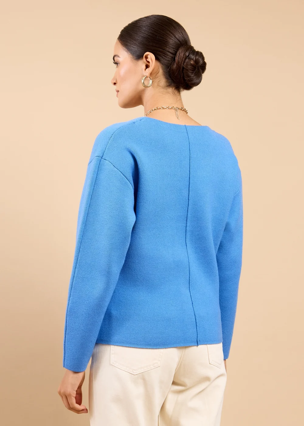 Little Mistress Blue Button Detail Knit Cardigan - S Image 2