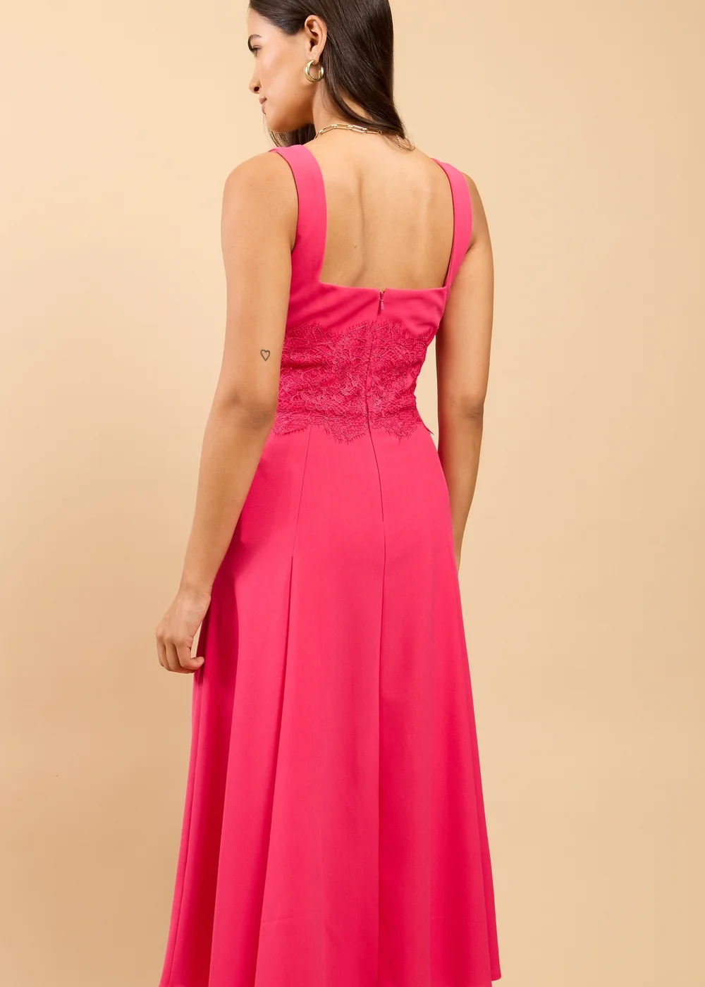 Little Mistress Pink Lace Detail Midaxi Dress - 12 Image 2