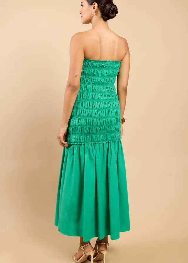Little Mistress Green Bandeau Dropped Waist Maxi Dress Vicky Pattison EDIT