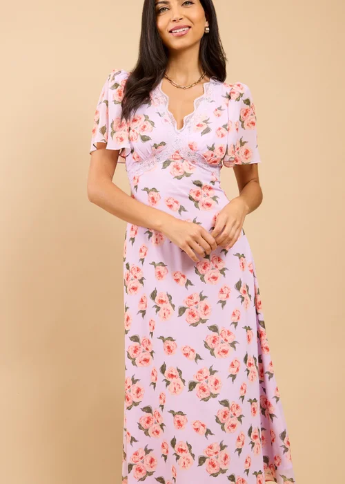 Little Mistress Lilac Floral Print Midaxi Dress - 8 Image 4