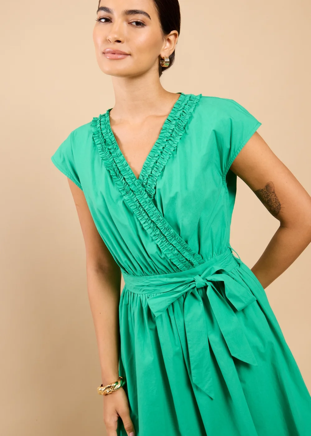 Little Mistress Green Frill Detail Midaxi Dress - 14 Image 3