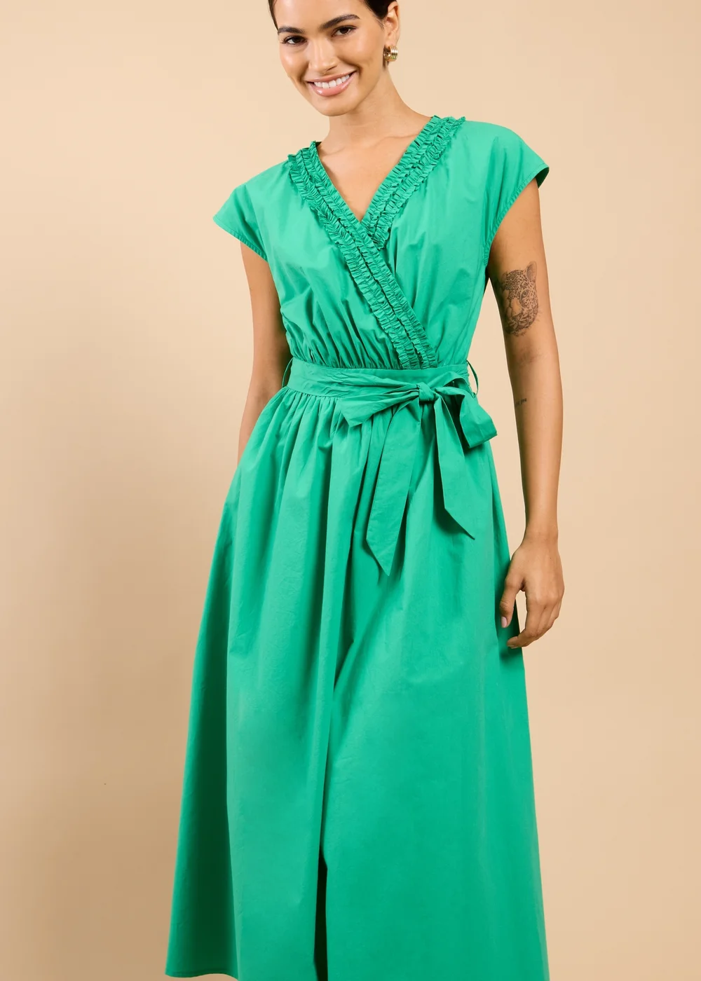 Little Mistress Green Frill Detail Midaxi Dress - 14 Image 4
