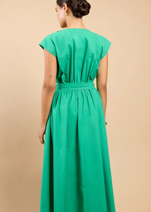 Little Mistress Green Frill Detail Midaxi Dress