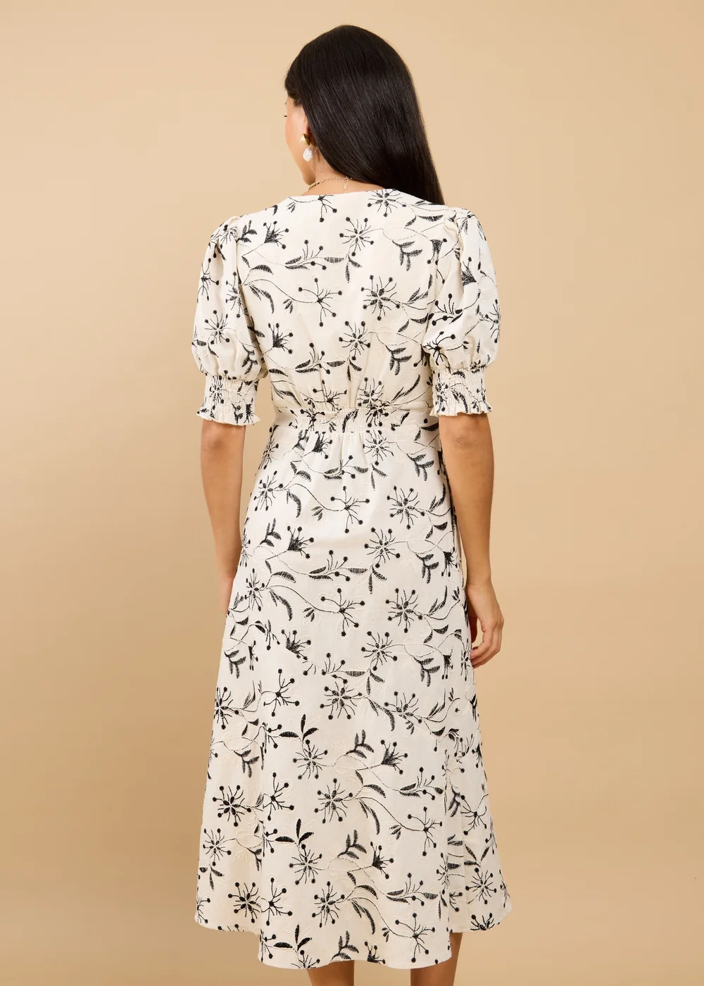Little Mistress Natural Embroidered Midaxi Dress - 10 Image 2