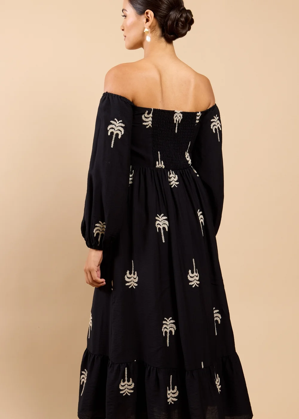 Little Mistress Black Embroidered Bardot Midaxi Dress Vicky Pattison EDIT - 8 Image 2