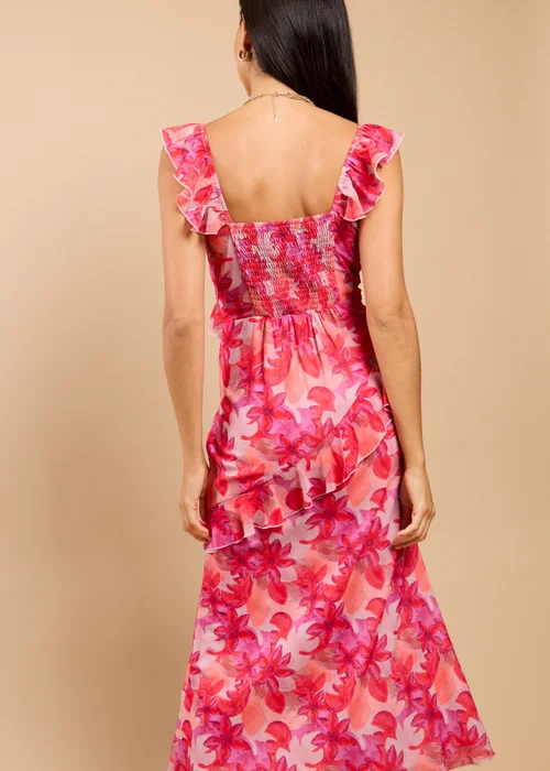 Little Mistress Pink Floral Print Ruffle Midaxi Dress - 14 Image 2