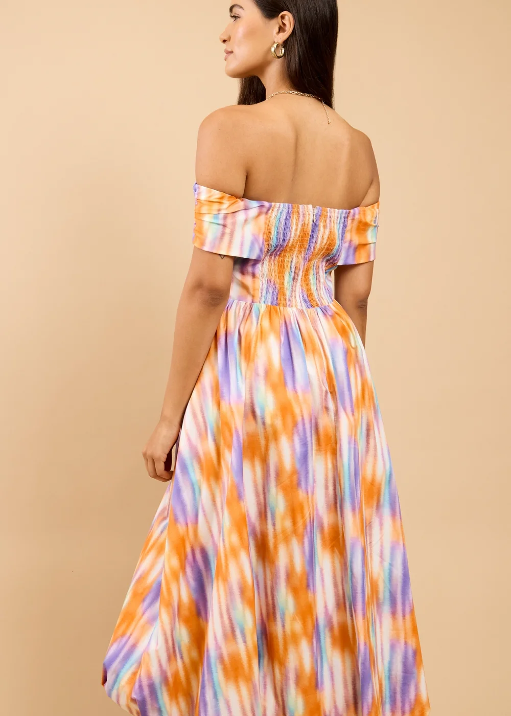 Little Mistress Blur Print Bardot Midaxi Dress - 18 Image 2