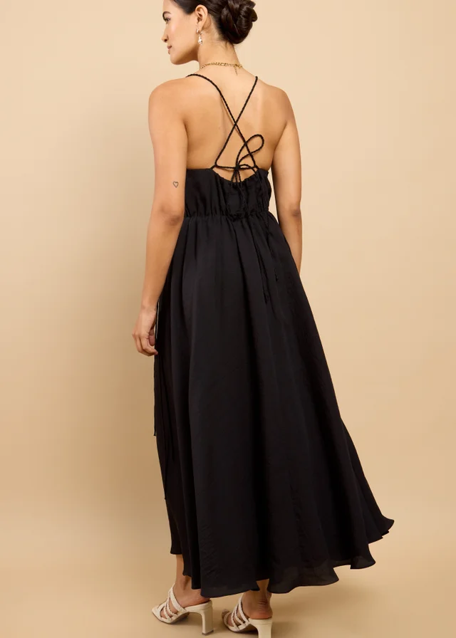 Little Mistress Black Tassel Midaxi Dress