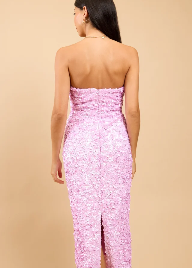 Little Mistress Pink Sequin Midaxi Dress