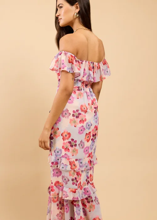 Little Mistress Floral Print Ruffle Bardot Midaxi Dress - 12 Image 2