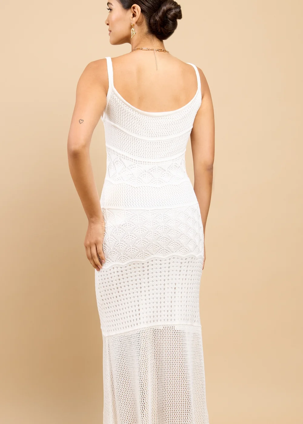 Little Mistress White Crochet Midaxi Dress - L Image 2
