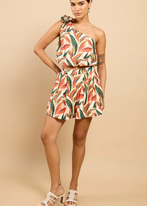 Little Mistress Leaf Print One-Shoulder Cropped Top Vicky Pattison EDIT - 8 Image 4