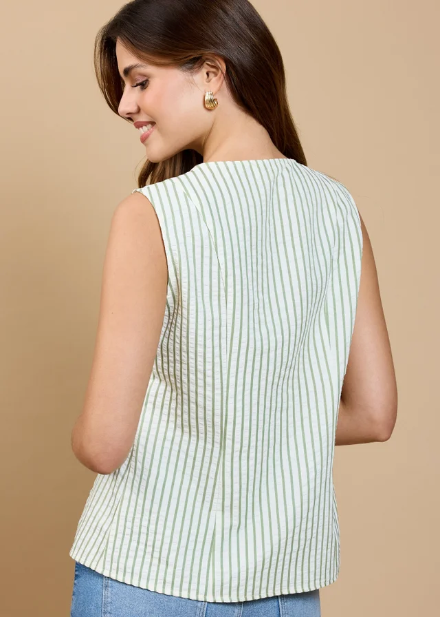 Little Mistress Stripe Tie Detail Top